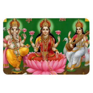 Magnet Flexible Ganesha, Lakshmi, et aimant de Saraswati