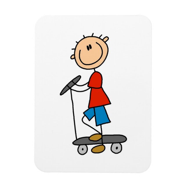 Magnet Flexible Garçon bonhomme allumette sur scooter (Vertical)