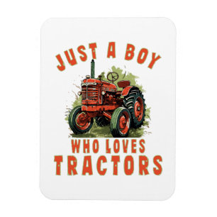 Magnet Flexible Garçon de la vie à la campagne qui aime les tracte