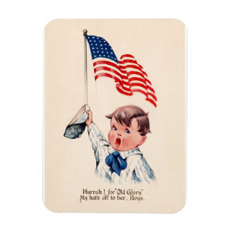 Magnet Flexible Garçon Patriotique Vintage Drapeau Américain 4 Jui