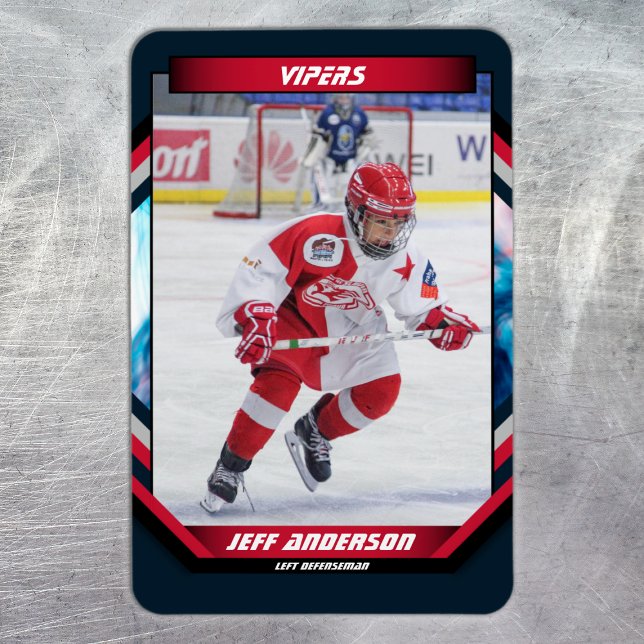 Magnet Flexible Garde de joueur de hockey sur glace sur personnali (Ice Hockey Trading Card Magnet: Futuristic design, dynamic action. Perfect for young fans!)