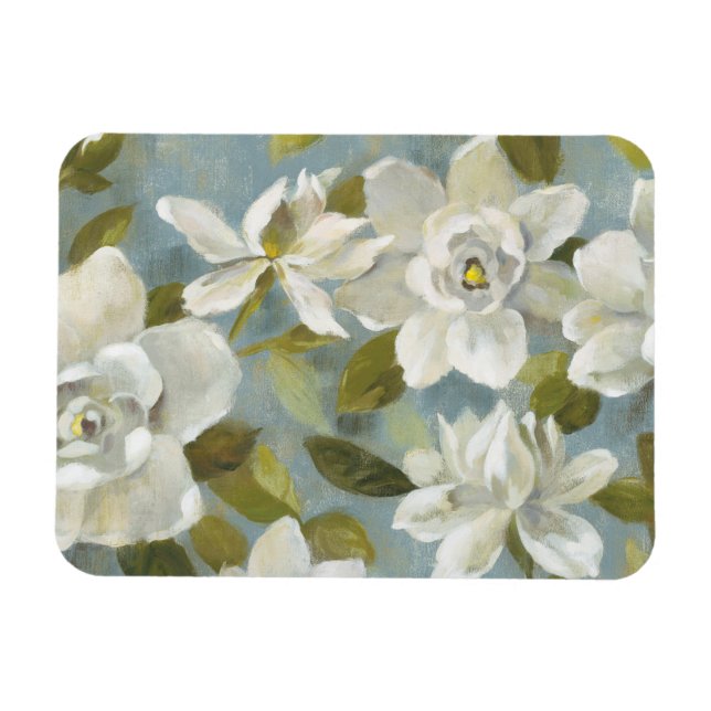 Magnet Flexible Gardenias sur bleu ardoise (Horizontal)