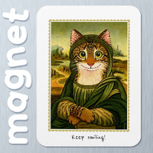 Magnet Flexible Gardez le sourire mignon Mona Lisa Chat Aimant per