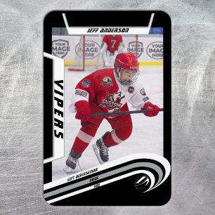 Magnet Flexible Gardien de hockey sur glace Cadeau sur argent noir
