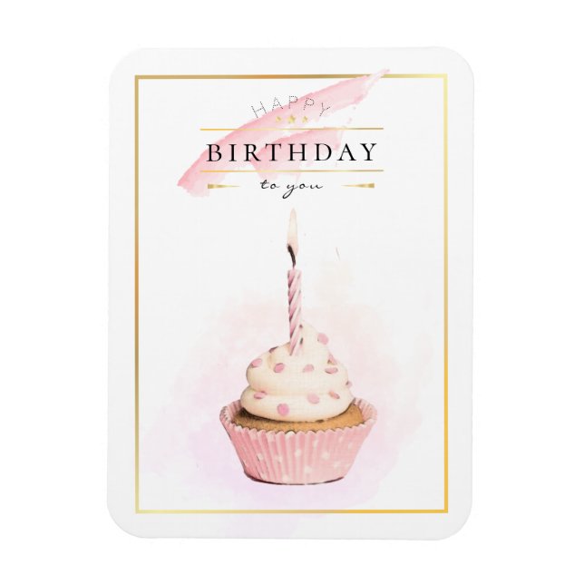 Magnet Flexible Gâteau d'anniversaire au crayon stylé rose (Vertical)