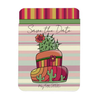 Magnet Flexible Gâteau de mariage Cactus "Sauvez la date"