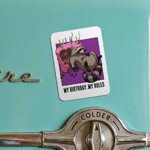 Magnet Flexible Gâteau de Raton Laveur Excentrique Mon Anniversair