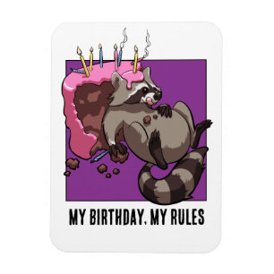 Magnet Flexible Gâteau de Raton Laveur Excentrique Mon Anniversair