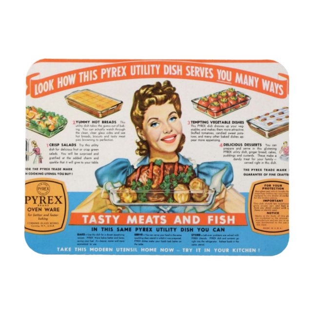 Magnet Flexible Gâteau vintage Pyrex "Pour vous servir" (Horizontal)