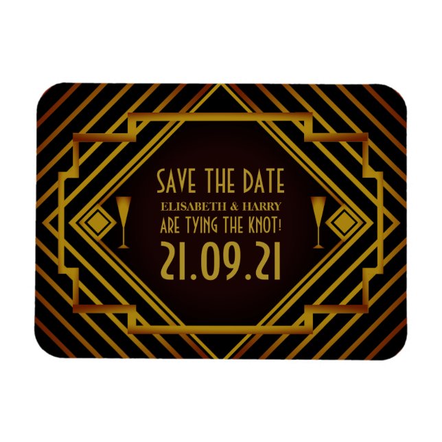 Magnet Flexible Gatsby Gold 2020's Wedding Save The Date (Horizontal)
