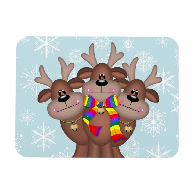 Magnet Flexible Gay pride Whimsical Christmas Reindeer (Horizontal)