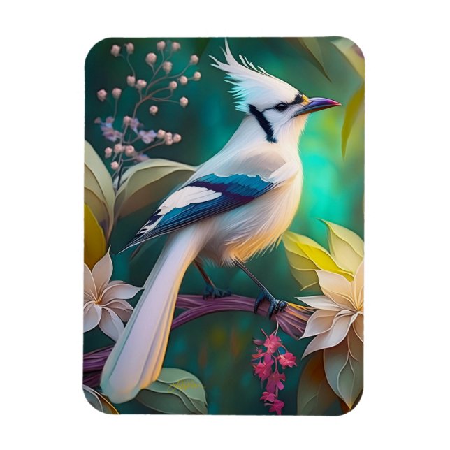 Magnet Flexible Geai à ailes de sarcelle à touffe blanche oiseau d (Vertical)