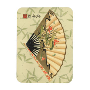 Magnet Flexible Geisha Fan avec Feuille et Floral Print