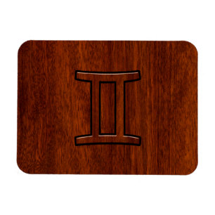 Magnet Flexible Gemini Zodiac Symbol on Mahogany like Decor