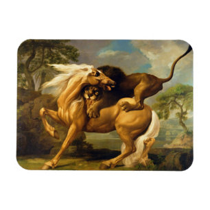 Magnet Flexible George Stubbs   un lion attaquant un cheval,