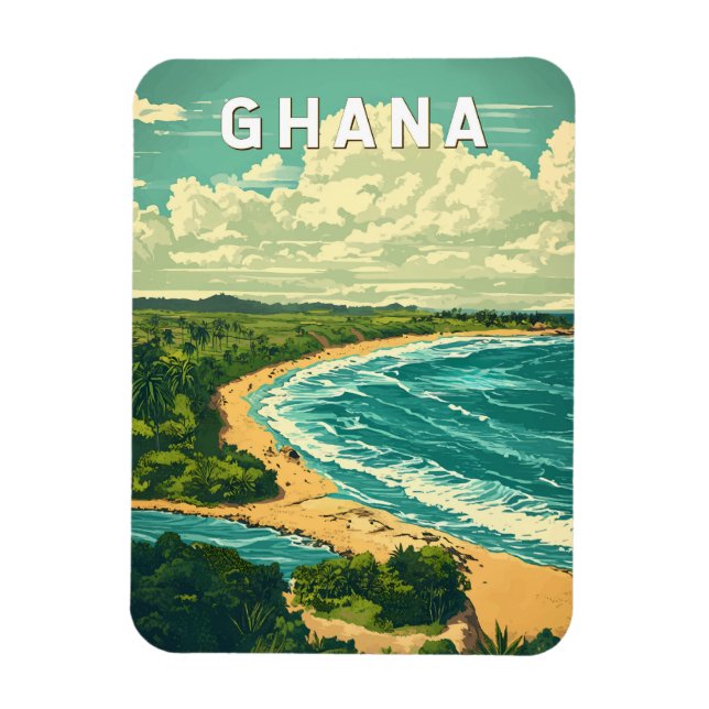 Magnet Flexible Ghana Illustration Travel Art Vintage (Vertical)