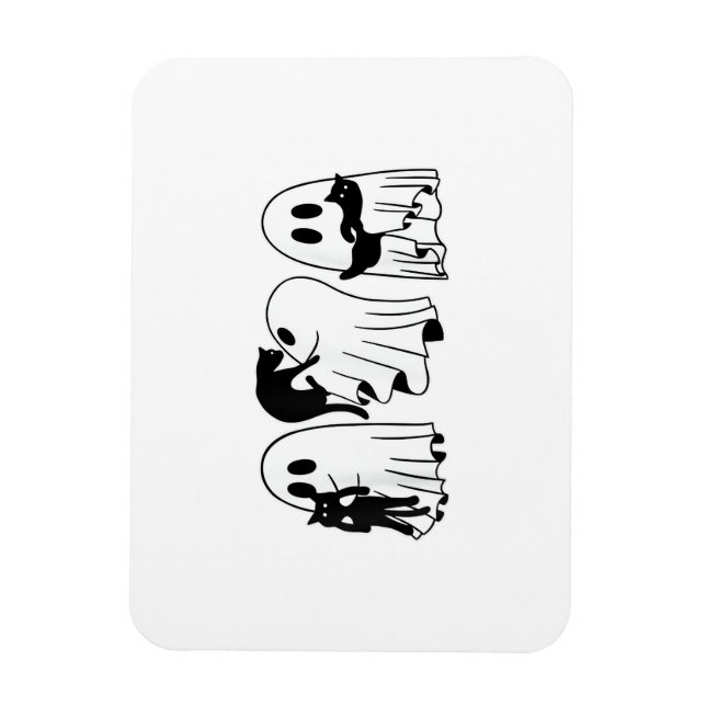 Magnet Flexible Ghost Holding Chat noir Funny Halloween Amoureux d (Vertical)