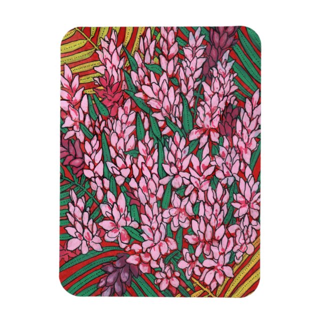 Magnet Flexible Gingembre de cône rose Alpinia Fleurs tropicales F (Vertical)