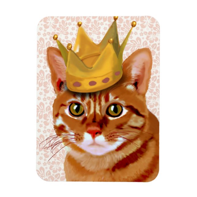 Magnet Flexible Ginger Cat with Crown Portrait (Vertical)