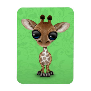 Magnet Flexible Girafe curieuse mignonne de bébé sur le vert