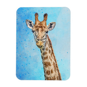 Magnet Flexible Giraffe curieuse avec Ciel de Confetti Bleu