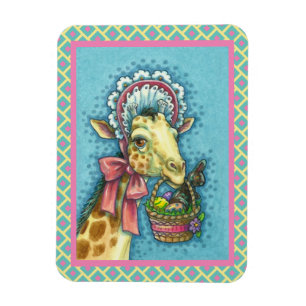 MAGNET FLEXIBLE GIRAFFE EN BONNET DE PÂQUES AU PRINTEMPS, BASSIN D