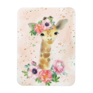 Magnet Flexible Giraffe Lover Baby Giraffe Avec Fleur