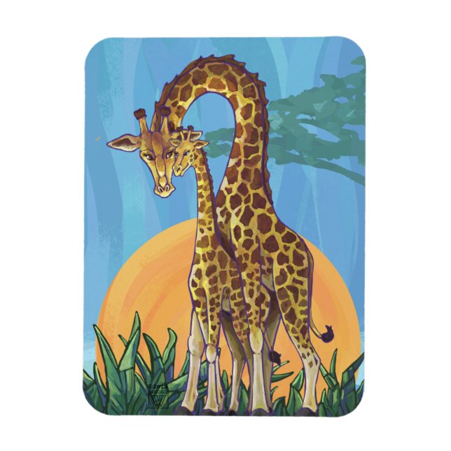 Magnet Flexible Giraffe maman et bébé (Vertical)