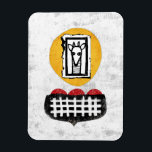 Magnet Flexible Giraffy Will Si Vous Voulez Réfrigérateur Aimant<br><div class="desc">Jolie girafe rayée dessinant sur une forme circulaire jaune. Sous la girafe se trouve une extrémité noire avec motif blanc croustillant et garniture de pétoncle rouge.</div>