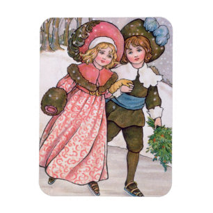 Magnet Flexible Girl and boy ice skating - Florence Hardy