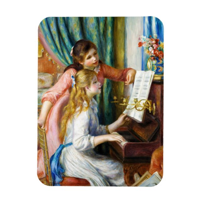 Magnet Flexible Girls at the Piano Pierre Auguste Renoir painting (Vertical)