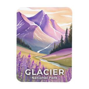 Magnet Flexible Glacier National Park   Lavande aquarelle de print
