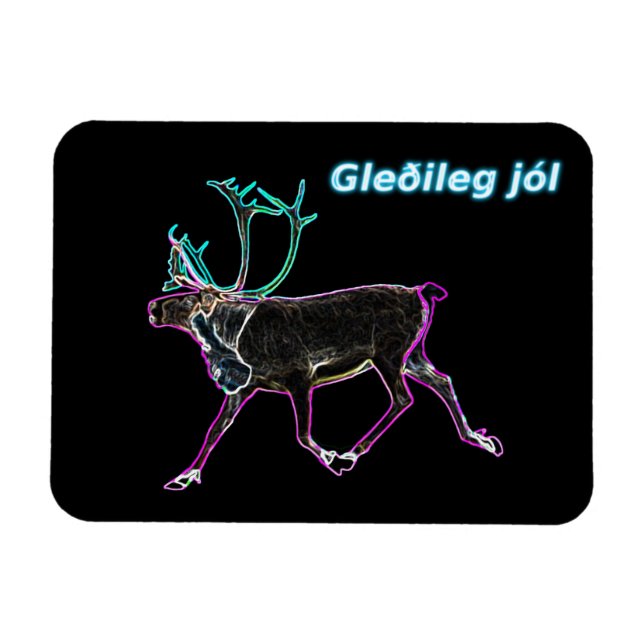 Magnet Flexible Gleðileg jól - Caribou électrique (Horizontal)
