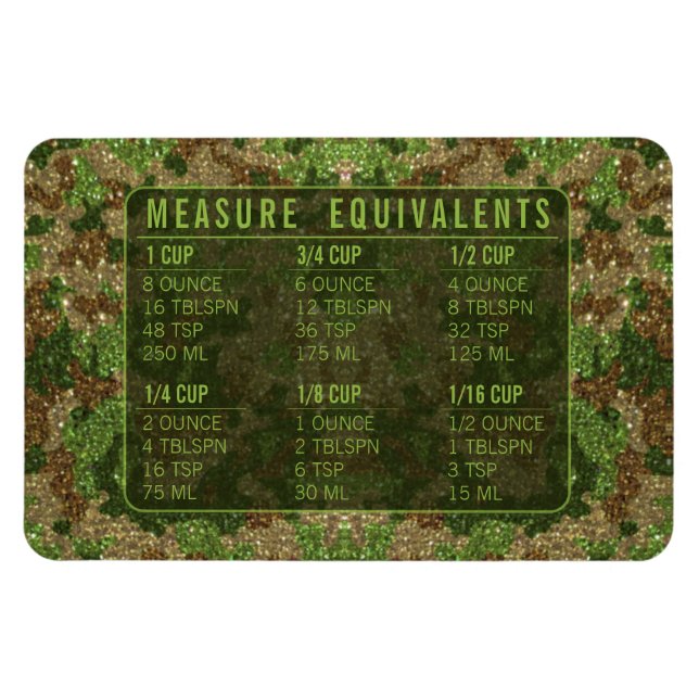 Magnet Flexible Glitter Measuring Conversion Kitchen Measure Guide (Horizontal)