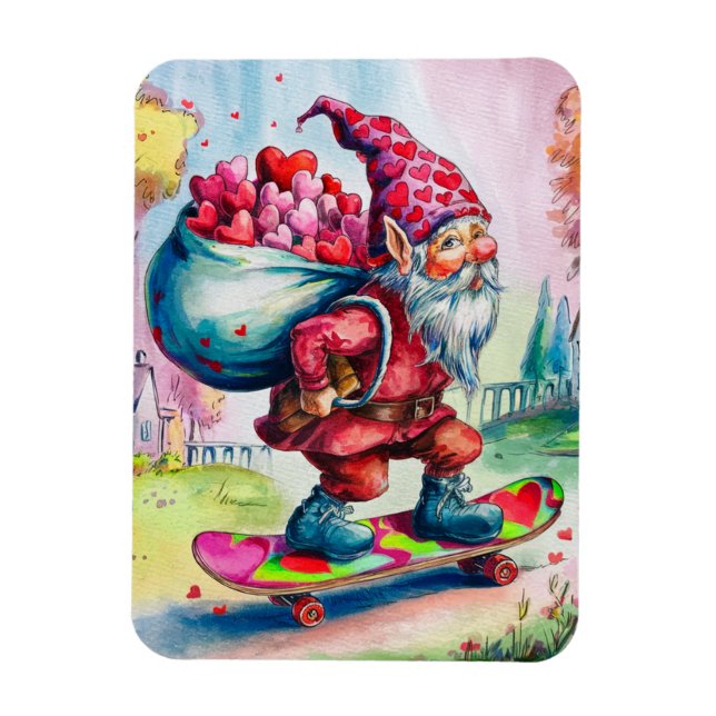 Magnet Flexible Gnome de la Saint-Valentin Joyeuse Saint-Valentin (Vertical)
