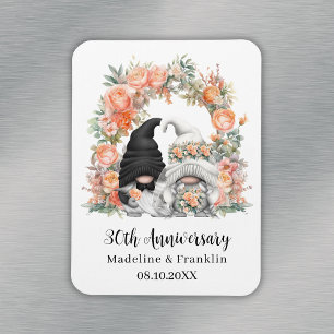 Magnet Flexible Gnome Peach Floral 30e anniversaire Mariage sur me