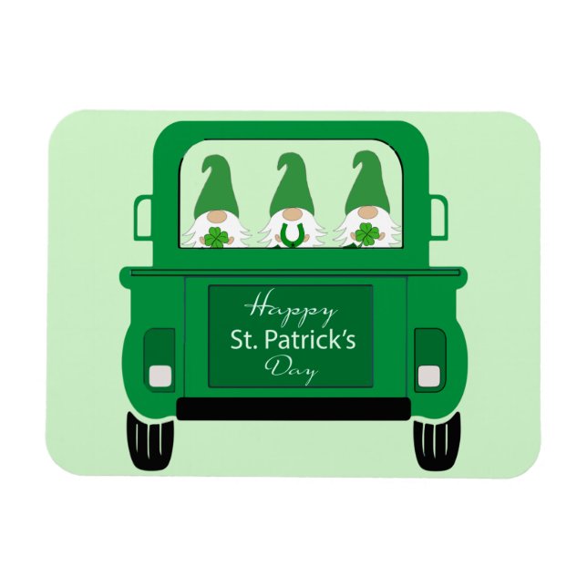 Magnet Flexible Gnomes de la Saint-Patrick dans un camion (Horizontal)