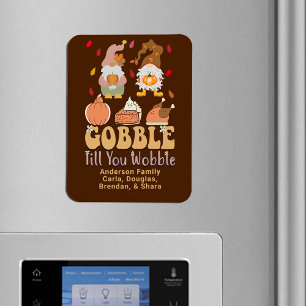 Magnet Flexible Gnomes Gobble Citation Thanksgiving Nom de famille