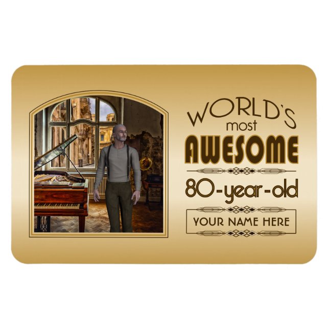 Magnet Flexible Gold 80th Birthday Meilleur cadre photo personnali (Horizontal)
