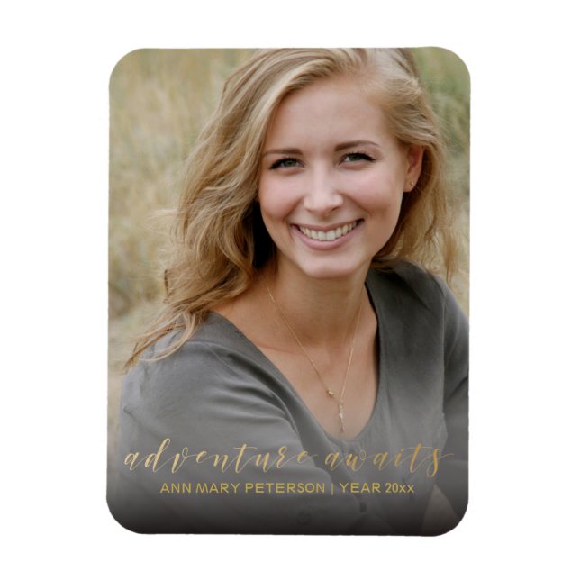 Magnet Flexible Gold Adventure attend l'aimant photo de graduation (Vertical)