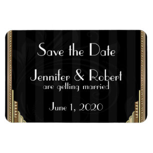 Magnet Flexible Gold Art Déco Grille Mariage Enregistrer la date