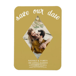 Magnet Flexible Gold Diamond Photo Wedding Enregistrer la date