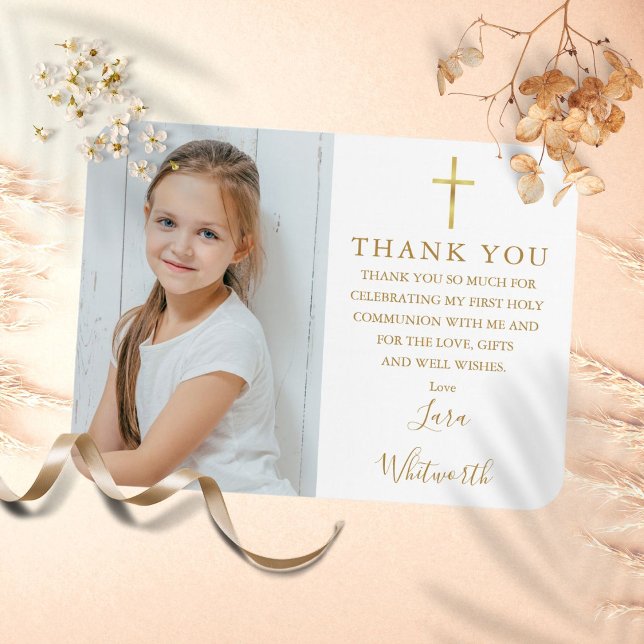 Magnet Flexible Gold First Holy Communion Photo Thank You (Gold First Holy Communion Photo Thank You Magnet)