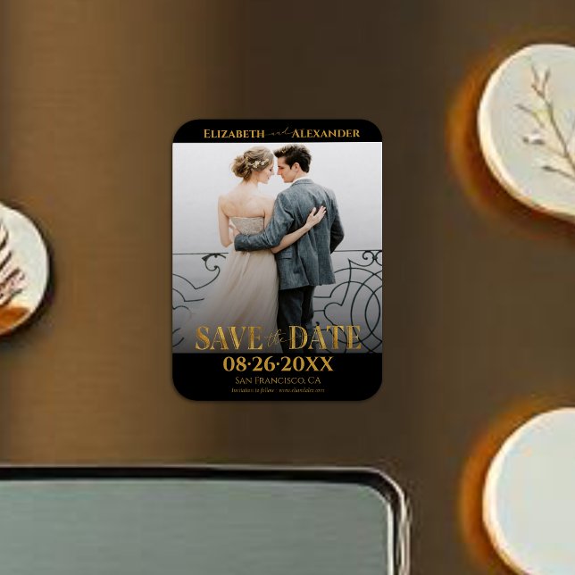 Magnet Flexible Gold Foil Calligraphie Enregistrer la photo Date (Créateur téléchargé)