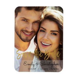 Magnet Flexible Gold Foil Script Wedding Enregistrer l'aimant Date