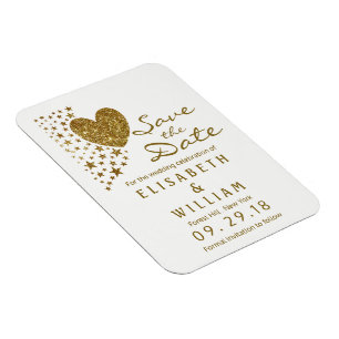 Magnet Flexible Gold Parties scintillant Coeur et étoiles Mariage 