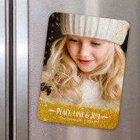 Gold Stars "Peace Love Joy" Photo de vacances pers