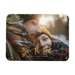 Magnet Flexible Gold stars script photo mariage moderne