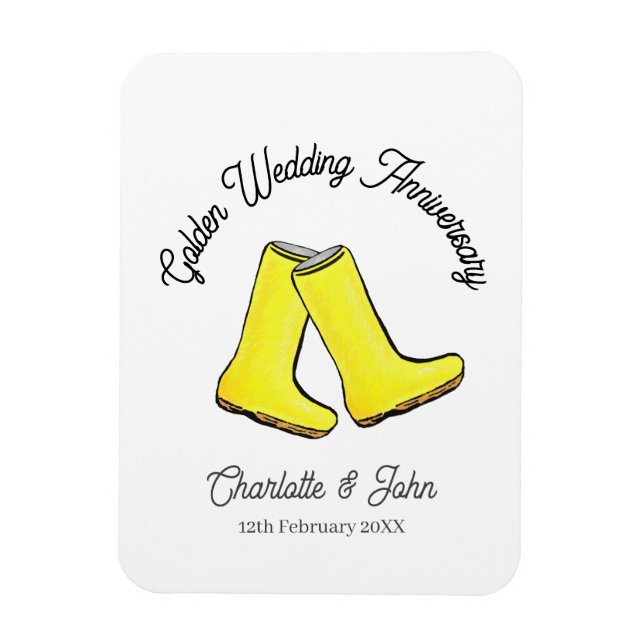 Magnet Flexible Golden 50e anniversaire Mariage jaune botte bien (Vertical)