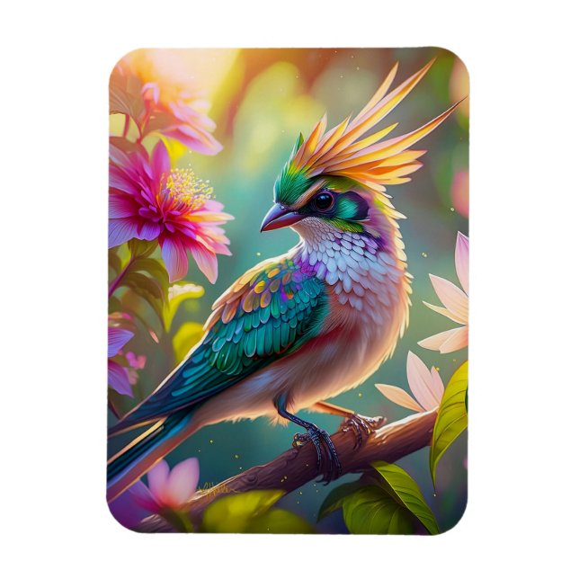 Magnet Flexible Golden Crested Green Headed Finch Imaginaire Oisea (Vertical)